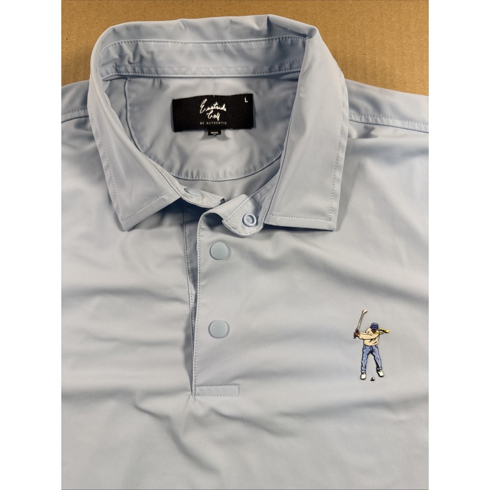 Eastside Golf Mens Performance Golf Polo Shirt Robin Egg Blue Stretch Size L